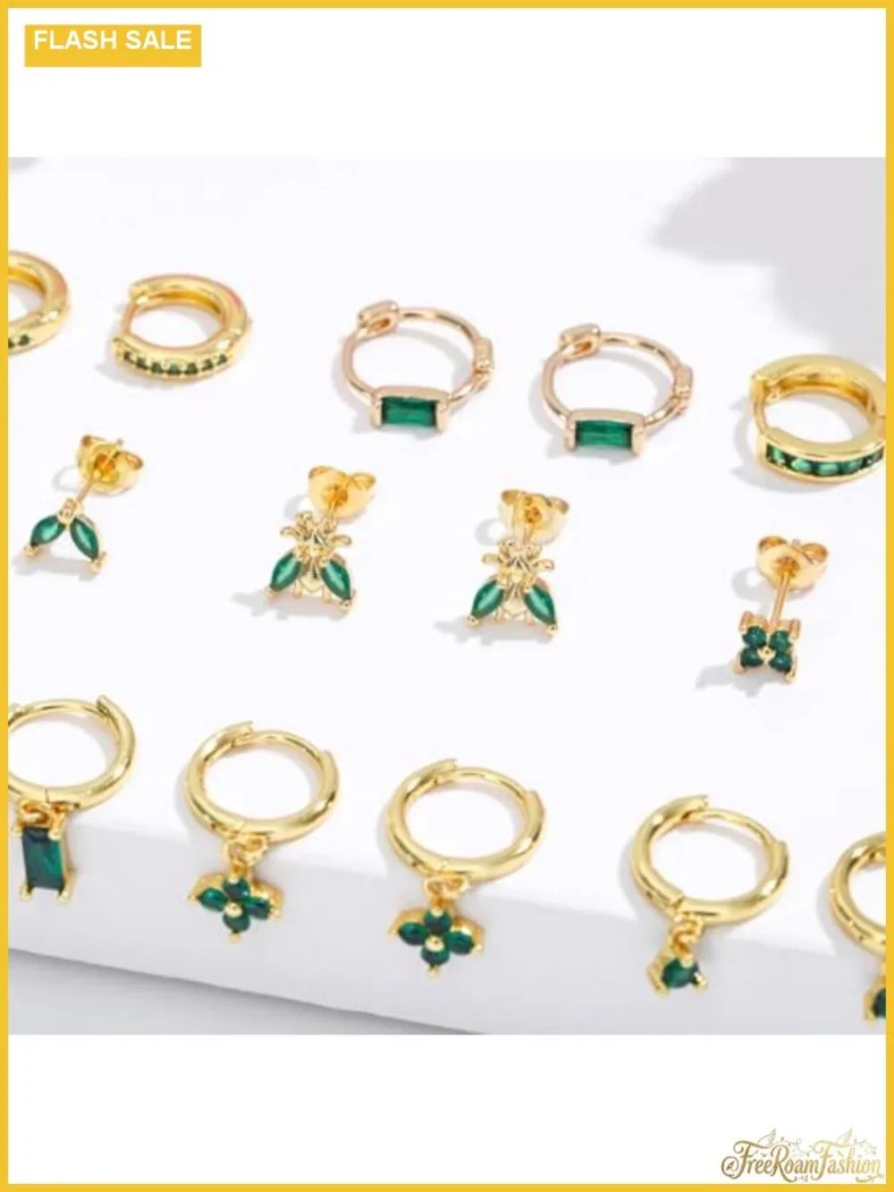 15 Pair Gold Plated Stud Hoop Earrings Set Hypoallergenic Stainless Steel